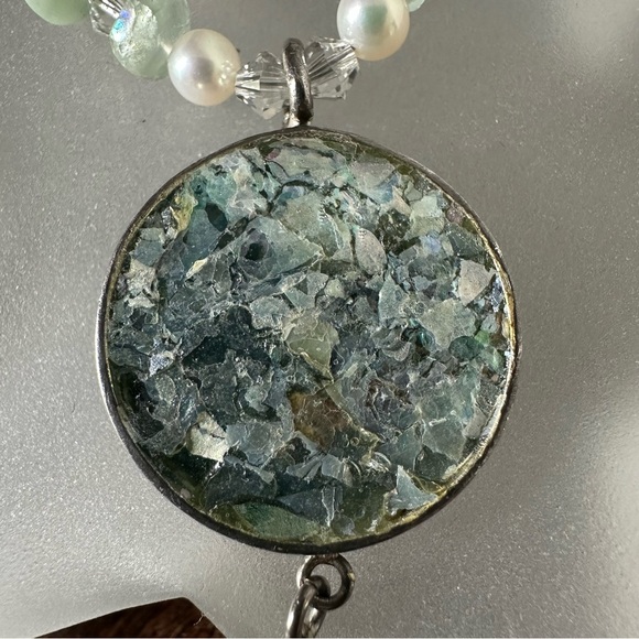 Italian made Roman glass beaded necklace, 22in - Picture 6 of 9